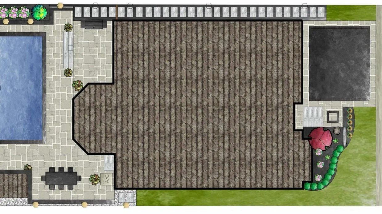 A beautiful design and illustration of outside lawn area
