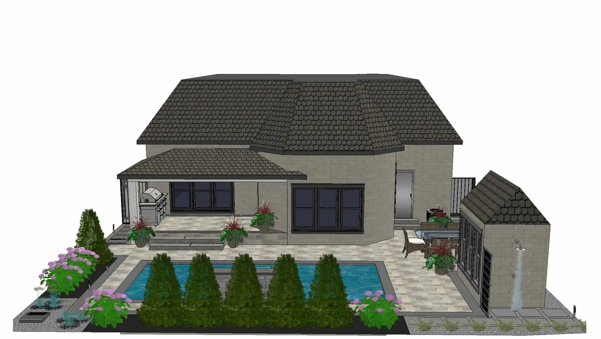A beautiful design and illustration of the backside of the house