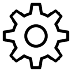 Black gear cog outline icon